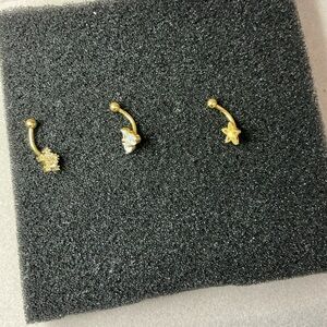 Gold Star and Crystal Nose Rings